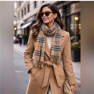Burberry Cashmere Check Plaid Scarf